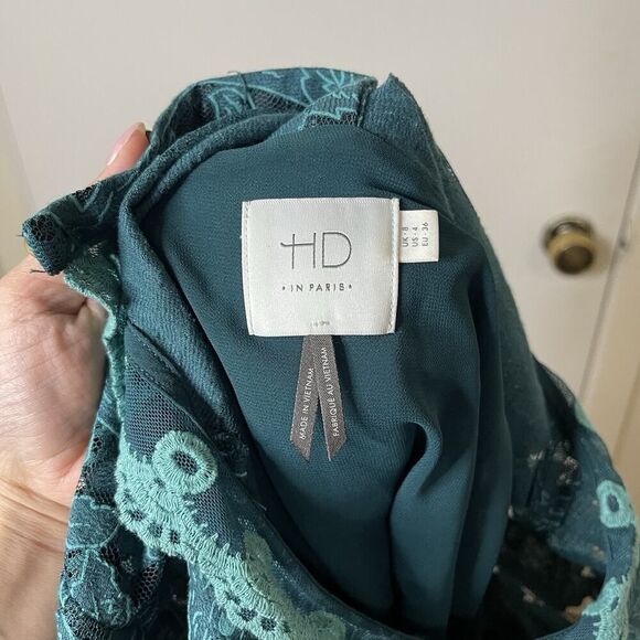 Anthropologie HD in Paris Green lace meadow short sleeve blouse size US 4 - Picture 7 of 7